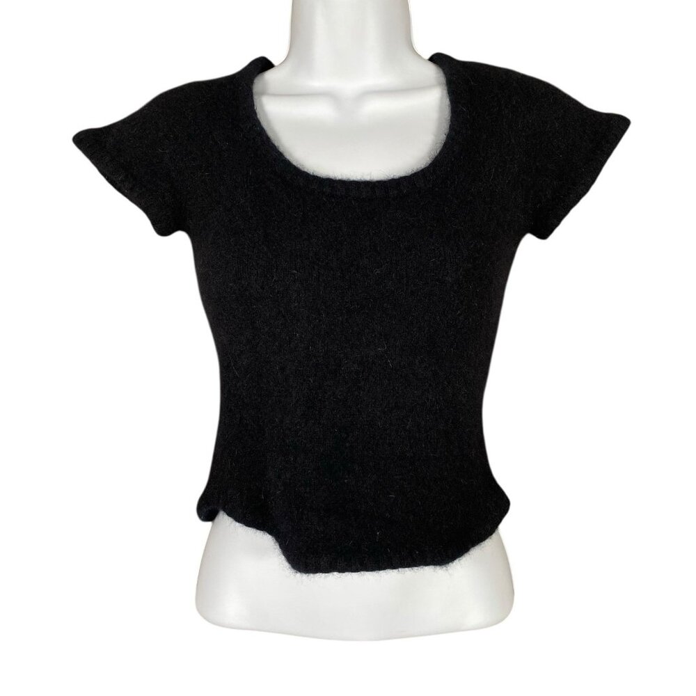 Vintage 90s Sweater Cropped Top S Lambswool Angora Fuzzy Grunge Indie Sleaze